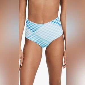 NEW L*Space Portia Picnic Plaid Classic Full Bikini Bottom Blue M